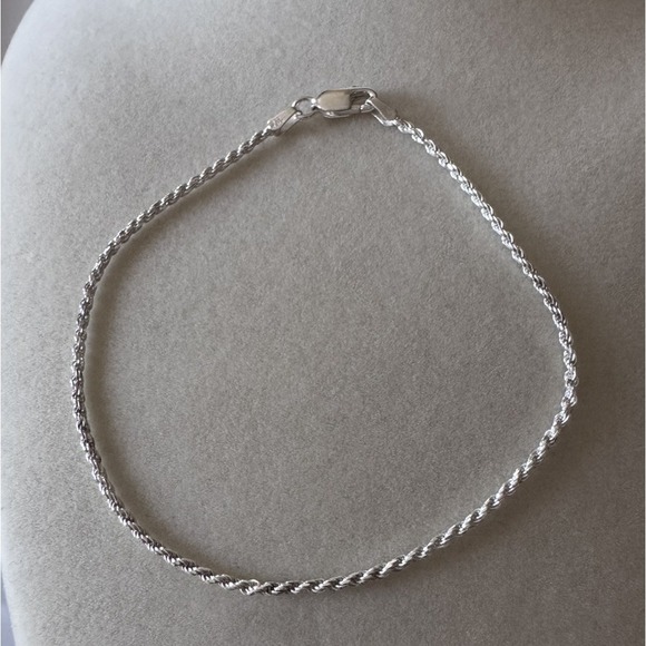 925 Sterling Silver Diamond Cut 8" Rope Chain Bracelet .925 Italy 2.5mm NEW - Picture 4 of 5